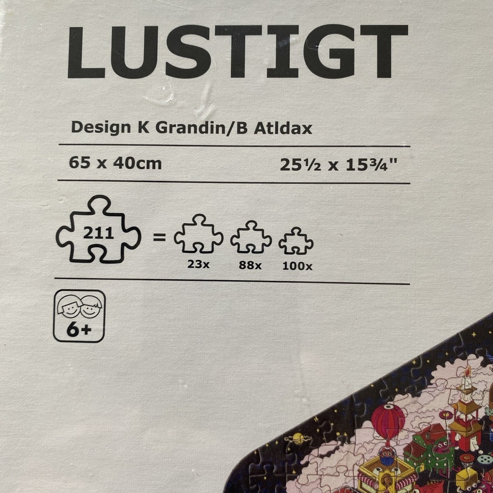 Ikea Lustigt Jigsaw Puzzle 211 Pc Design K Grandin B Atldax 25 1/2 x 15 3/4 New - Picture 2 of 3